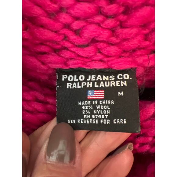 Polo Ralph Lauren size medium pink wool blend cowl neck sweater - Picture 2 of 2